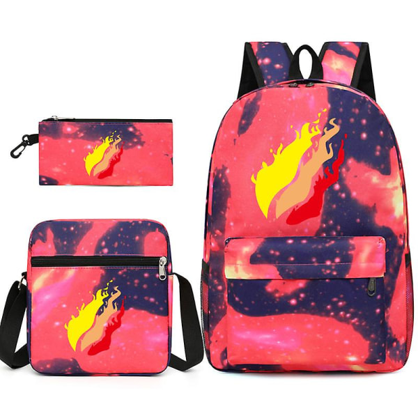 Leisure Prestonplayz Student Schoolbag Backpack Small Shoulder Bag Pen Bag Three-piece Set