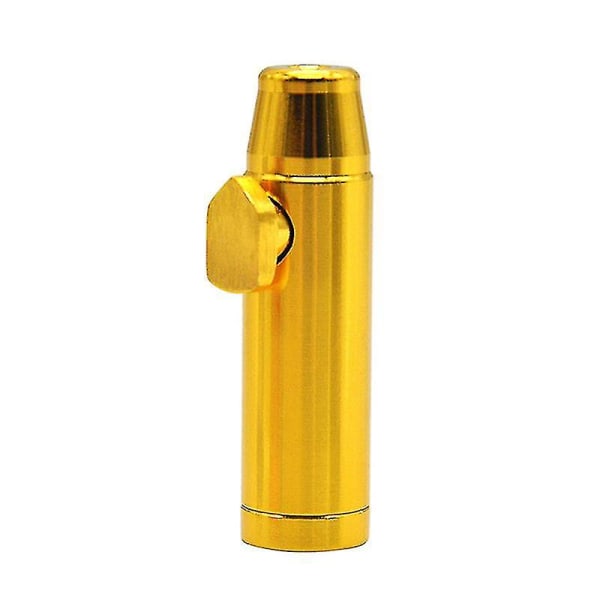 Metal Flat Bullet Rocket Sniffer Snorter Sniffer Dispenser Gold