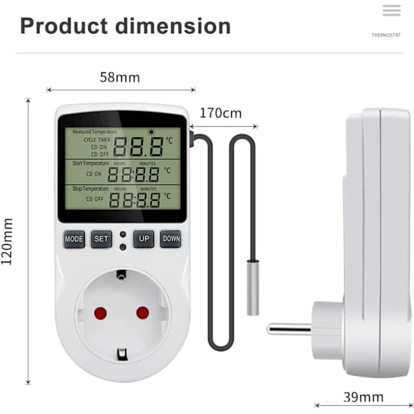 Digital Termostat 230V – LCD Temperaturregulator til Opvarmning & Køling, Drivhus, Terrarium & Akvarium{ROG}