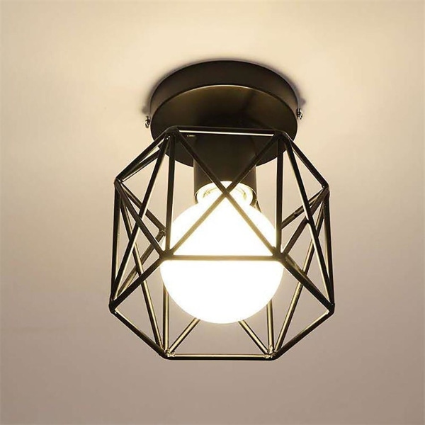 Industriell Antik Innebygd Taklampe Retro Svart Metall Lysstativ Kreativt Lys Cafe Hotel (hy)