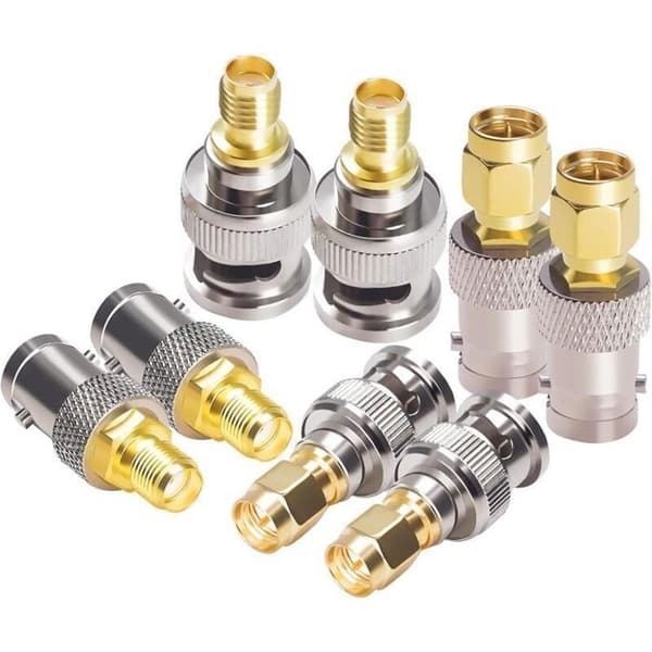 8-delars SMA till BNC koaxial hane/hona adapterkit