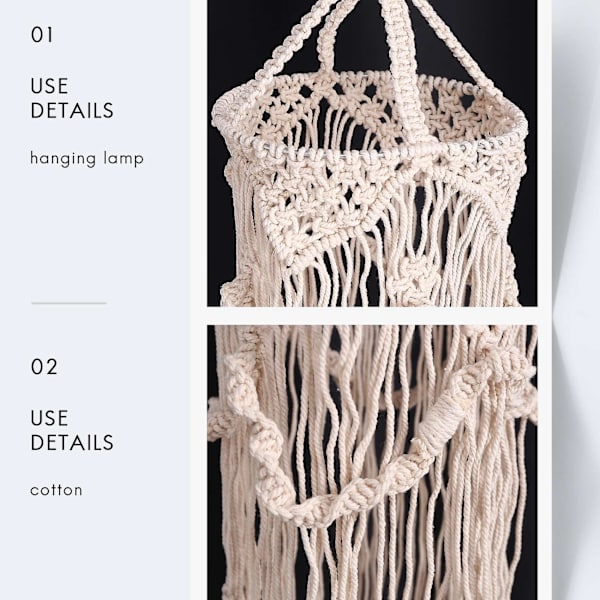 Boho-tyyliin sopiva käsintehty makramee-seinävaate, kattokruunu, boheemi sisustus, viehättävä macrame-seinävaate, luova kodin bunkkeri, kodinsisustuslamppu