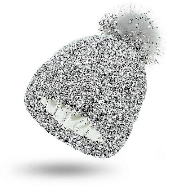 Unisex Stretch Satin Neulottu Pipo Fe Villa Lämmin Pipohattu Pipopipot Light Gray