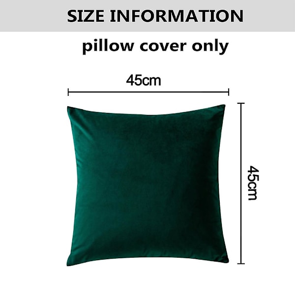 Putetrekk 45*45cm, 2-pak koselige myke firkantede dekorative putetrekk Emerald