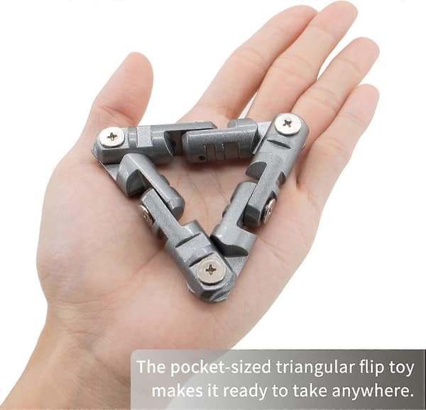 Infinite Flip Fidget Toys, metalltrianglar sensorisk handfidgetleksak för vuxna barn ångest stresslindrande leksak grå