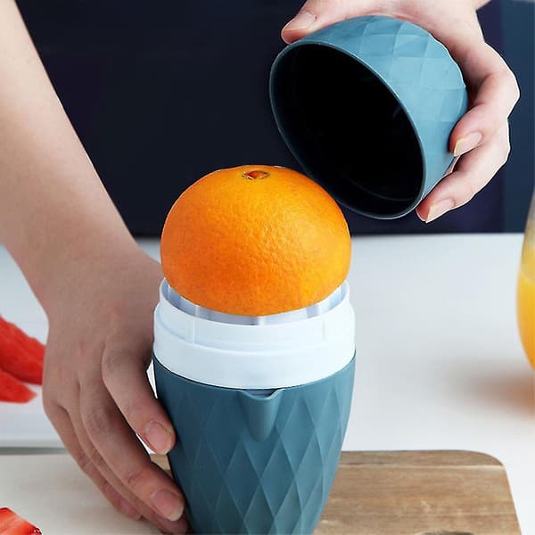 Blå Manuel Citruspresser, Mini Genanvendelig Bærbar Blender til Citron og Appelsinfrugt