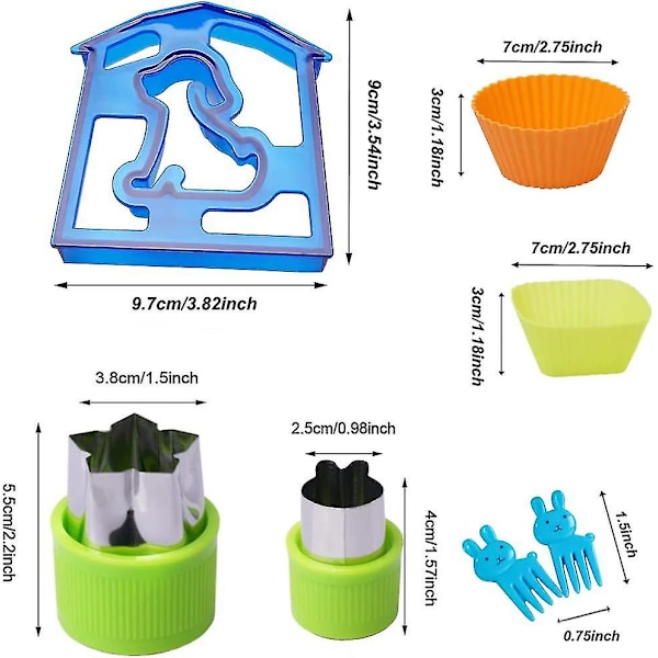 Sandwichformare Set för Barn Grönsaks- och Fruktformare Livsmedelskvalitet Keksform för Lunchlåda Bento Bo-yujia