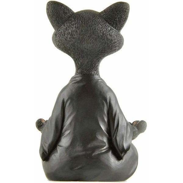 Mediterende kat statue - Fantasifuld glad kat Buddha meditation yoga kat statue til hjemmet udendørs græsplæneindretning S Orange