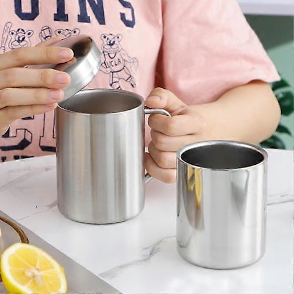 Vattenmugg Portabel Dubbelväggig Rostfri Stål Resetermos med Lock för Hemmet silver 400 ml