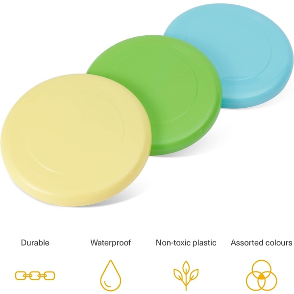 2 pakke 9" frisbee flyvende tallerkener for barn og voksne Utendørs lekeaktivitet - 3 assorterte farger, 23 cm
