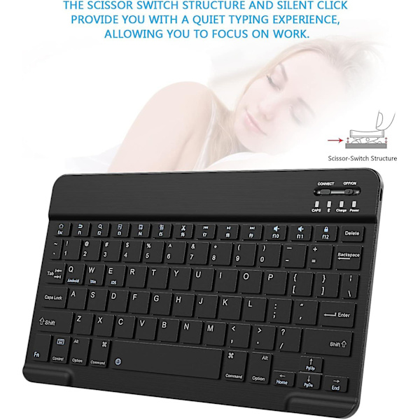 Ultra-tynd lille Bluetooth-tastatur, bærbar genopladelig ekstern trådløs tastatur