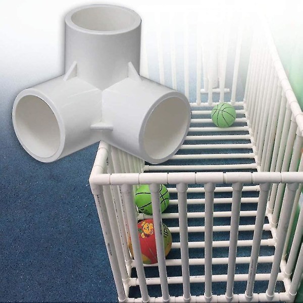 3-vejs PVC-fitting PVC-rørforbindelser, tredimensionelle fittings, møbelforbindelser, drivhusramme (32mm,4stk) (hy)