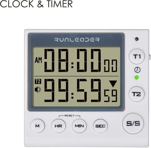 2-kanals timer med klocka Kökstimer Alarmklocka Digital minut/sekund Timer Skrivbordsklocka Elektrisk klocka för kök