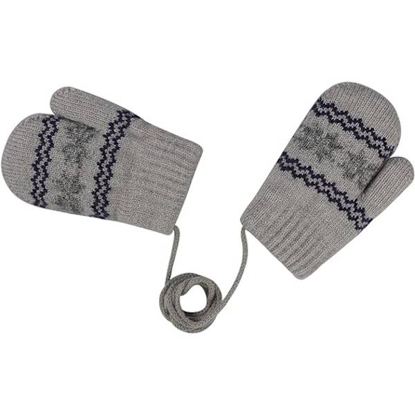 Baby Toddlers Varm Vantar Magic Stretch Vantar Handskar på Snöre Pojkar Flickor Stickade Vantar Tjockna Fleece Foder Nyfödda Vantar Hel Finger Vantar