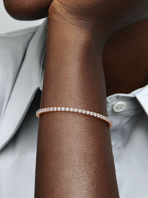 Pandora - Glitrende Tennisarmbånd - 14k rosegullbelegg 7.9in/20cm