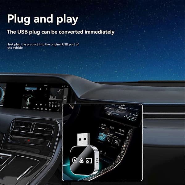 3-i-1 Trådløs Carplay Smart Mirror Link Carplay Android Auto USB Dongle Adapter Kablet Carplay til Wi