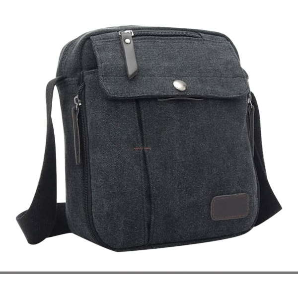 Axelväska Multifunktionell Canvas Messenger Bag Portabel ryggsäck med dragkedja Sling Bag Pack Lättvikts Utomhuscykling Rese Daypack (svart)