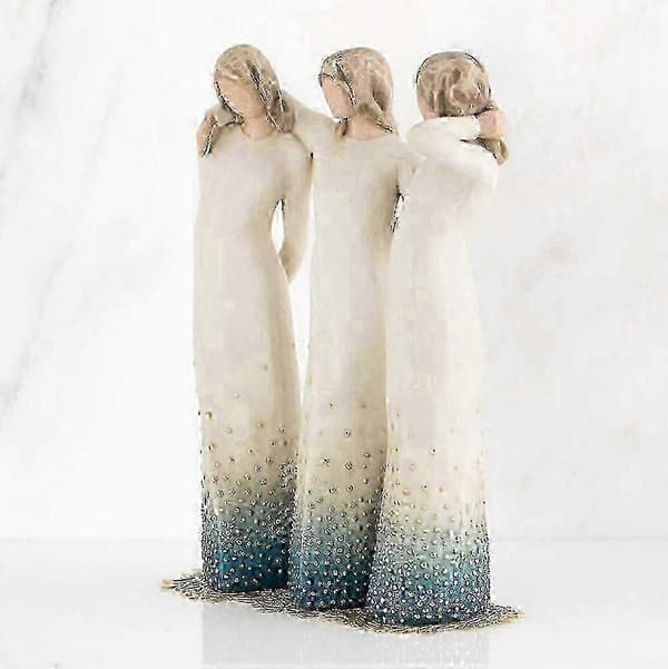 Willow Tree Ved Min Side, 3 søstre Ved Min Side Skulptur Håndmalt Figur