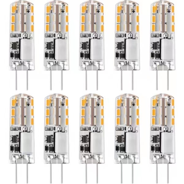 10x G4 LED-pærer 12V AC/DC Varm hvit 3000K2W, dimbar lys-WELLNGS