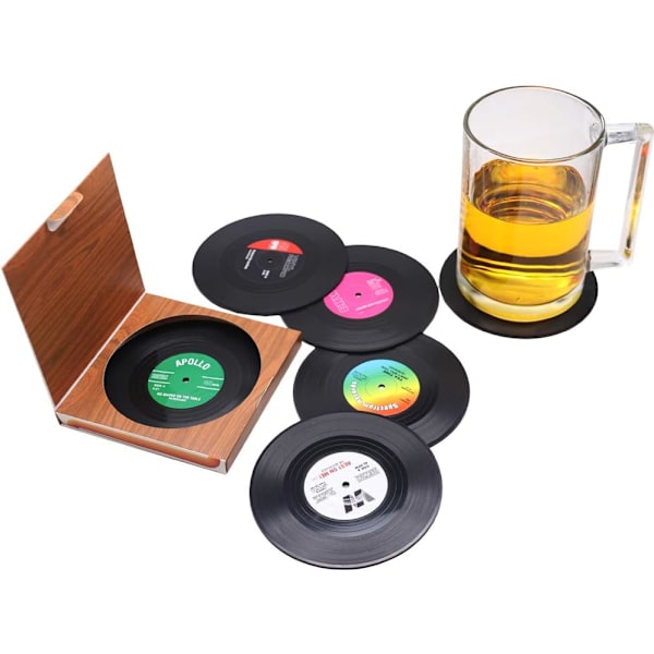 Personoitu vintage-CD-levy vinyylilämpöä kestävät/liukumattomat juoma-alustat kuppipöydille estävät vesijäljet ja vauriot kodissa ja baarissa 12pcs Multicolour