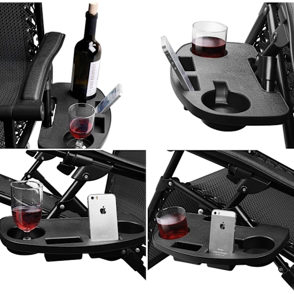 Zero Gravity Stol Bakke Kopholdere Til Sammenklappelige Stole Universal Clip On Bakkebord Kopholder Tilbehør Med Telefonslot, Snackbakke Til Plænestol M