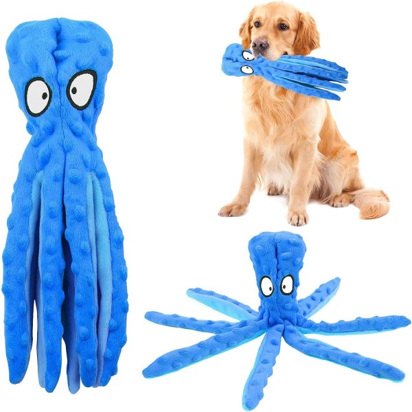 Octopus Dog Lelut, Ei täytettä vinkuvat koiran lelut Interaktiiviset Octopus Dog -purulelut ryppypaperilla pienille ja keskikokoisille koirille, jotka leikkivät ja harjoittelevat