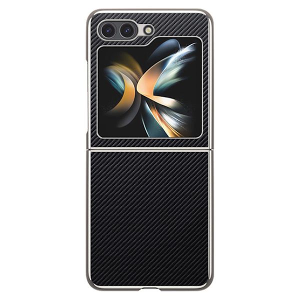 Til Samsung Galaxy Z Flip 5 Etui Ultra Tyndt Kulfiber Læder Hybrid Pc Stødsikkert Beskyttende Cover Etui silver