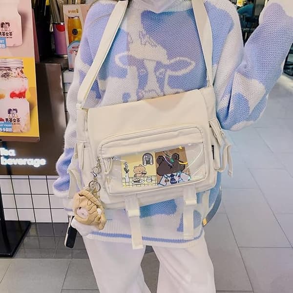 Fashion Harajuku Tutorial Tasker Solid Casual Crossbody Håndtasker Stor Kapacitet Messenger Håndtasker til Skolepige