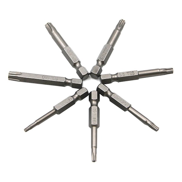 5-sakaraiset turvatähden Torx-ruuvimeisselin kärjet, sarja T10-t40, 2 tuuman pituus, 7 kpl