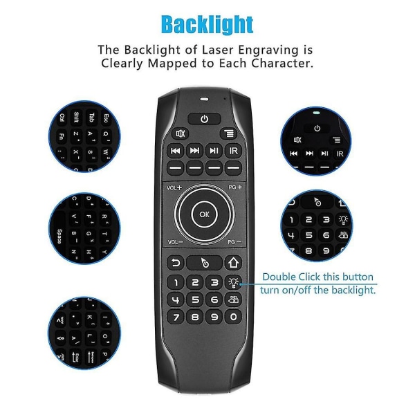 Bluetooth 5.0 Mini-tangentbord G7bts Gyroskop Bakgrundsbelyst Ir Lärningsluftmus Fjärrkontroll För Smart Tv Box Laptop Tablet