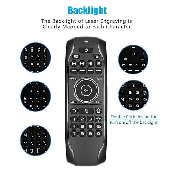 Bluetooth 5.0 Mini Tastatur G7bts Gyroskop Baggrundsbelyst Ir Læring Air Mouse Fjernbetjening Til Smart Tv Box Bærbar Computer Tablet