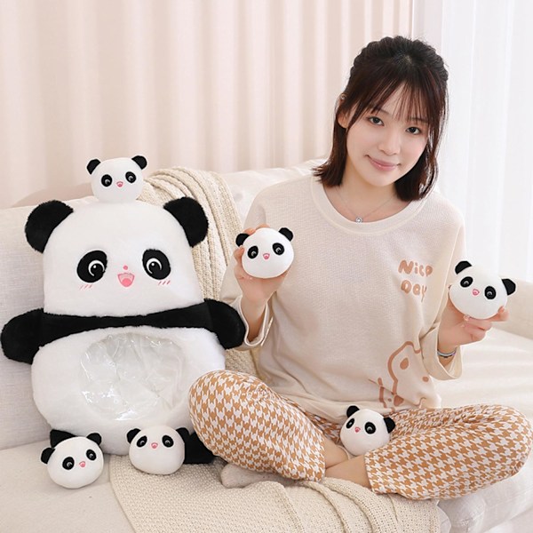 Søt Panda Plysjdyr Fylt Dyr Kosedyr, Pose Med Dyresnacks Pute Plysj Panda Avtakbar Panda
