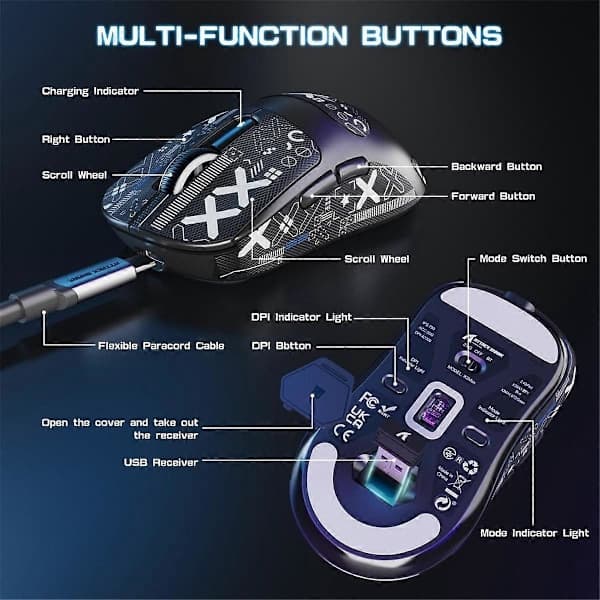 ATTACK SHARK X3 gamingmus, PixArt PAW3950 gaming sensor