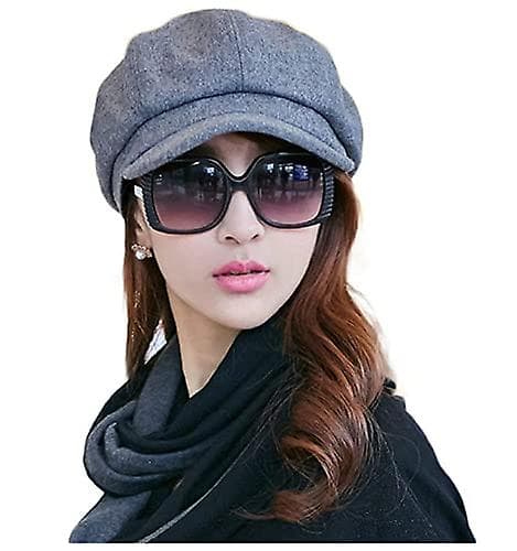 Baker Boy Cap Hat För Kvinnor Flickor Berets Franska Bönor Cap Mössor 8-panel Varm Ull Newsboy Cap Grey