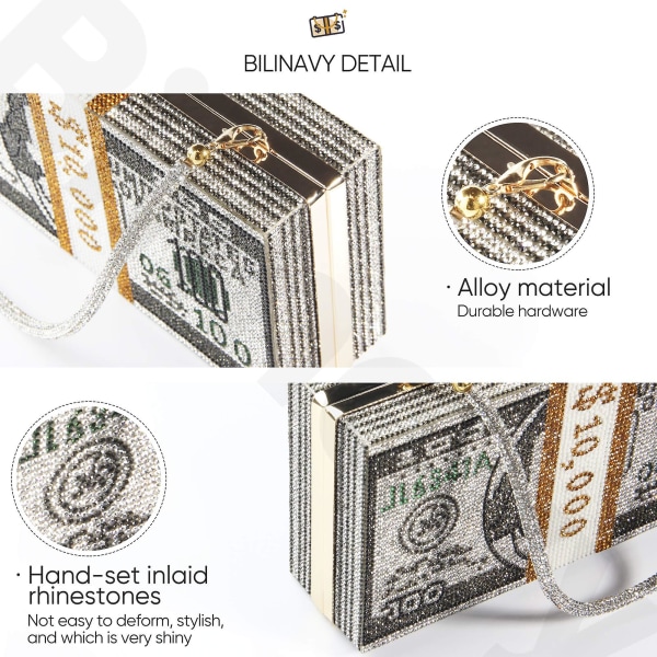 Pengepung til kvinder, Stack Of Cash Dollars Crystal Clutch Punge