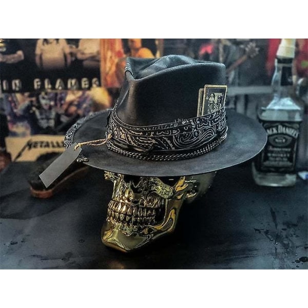 Cowboyhatt for menn Punk Style Western Cowboy Hat Skull Hat