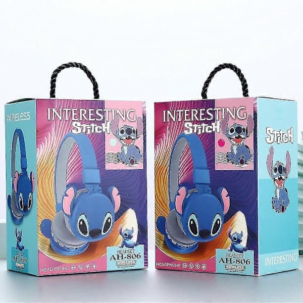 Disney Lilo & Stitch Trådlösa Bluetooth Hörlurar för Barn, Vikbara, Mjuka Öronkuddar Blå