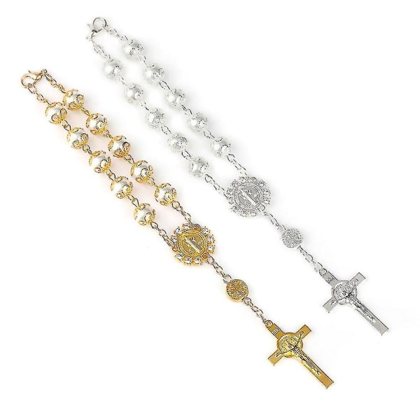 Ett tiår Auto Rosenkrans perler katolsk legering armbånd for kvinner menn