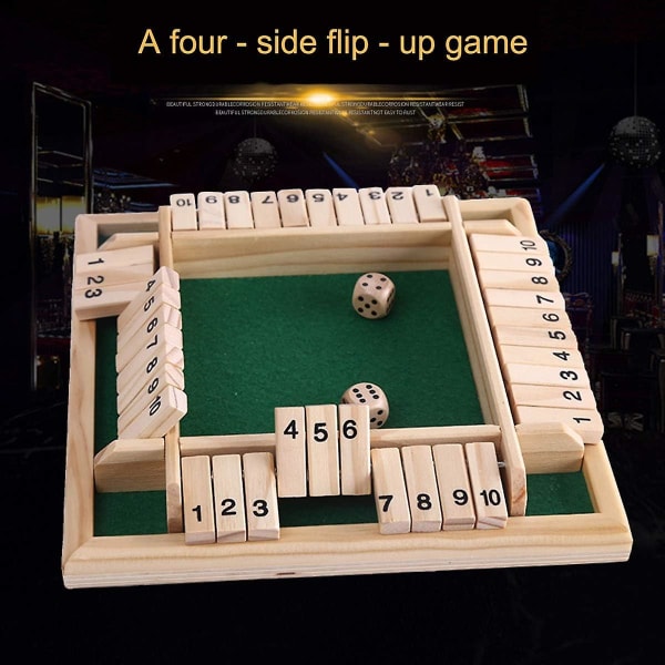 Deluxe 4 pelaajan Shut The Box -puupöytäpeli Klassikko Noppapeli Lautapeli