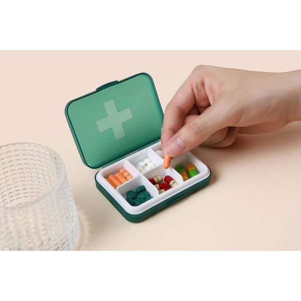 Pill Box Weekly, Portable Pill Organizer 6 fack, Daily Pill Box Organizer 6 Day, rymmer medicin, hälsoprodukter eller små tillbehör