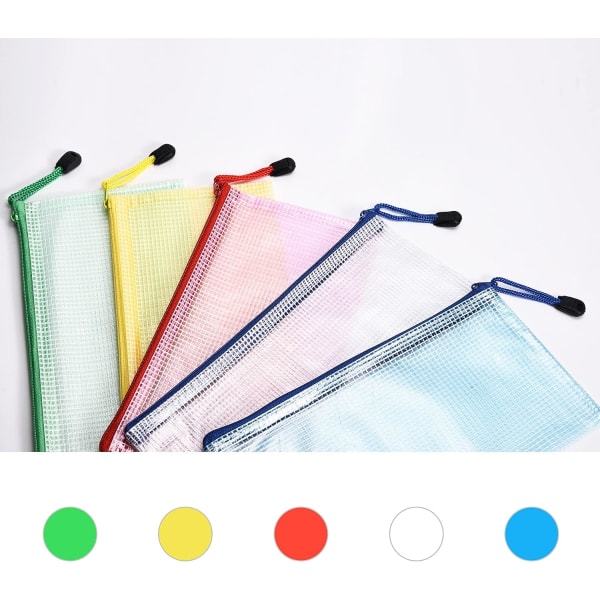20 STK gennemsigtigt blyanthus mesh blyantpose, mesh dokumentpose blyantpose plastpung fil lynlåsposer rejseopbevaringspose (tilfældig farve)