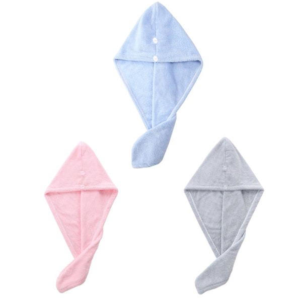 Håndkle for hår, 3 pakker hår turbaner for vått hår, tørke hår wrap håndklær for krøllete hår kvinner rosa+blå+grå pink*blue*grey