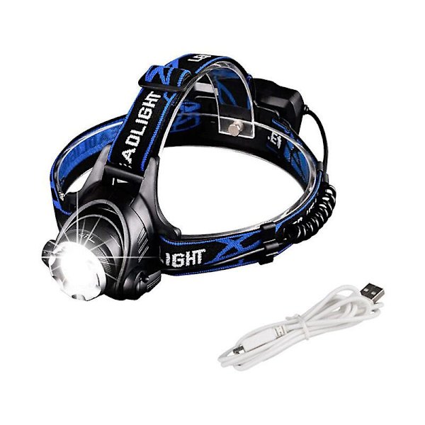Tehokas LED-otsalamppu, ladattava taskulamppu, otsalamppu, 3 tilaa, säädettävä otsalamppu, LED-otsalamppu