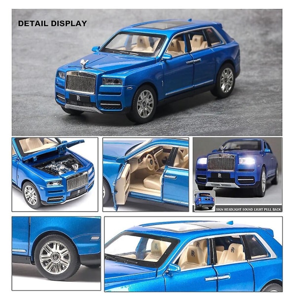 1:24 Rolls Royce Cullinan Legering Bilmodell Stor Størrelse Simulering Suv Metall Bilmodell Lys Lyd Tilbake Trekk Skala Bil Miniatyr Bil Black send box E