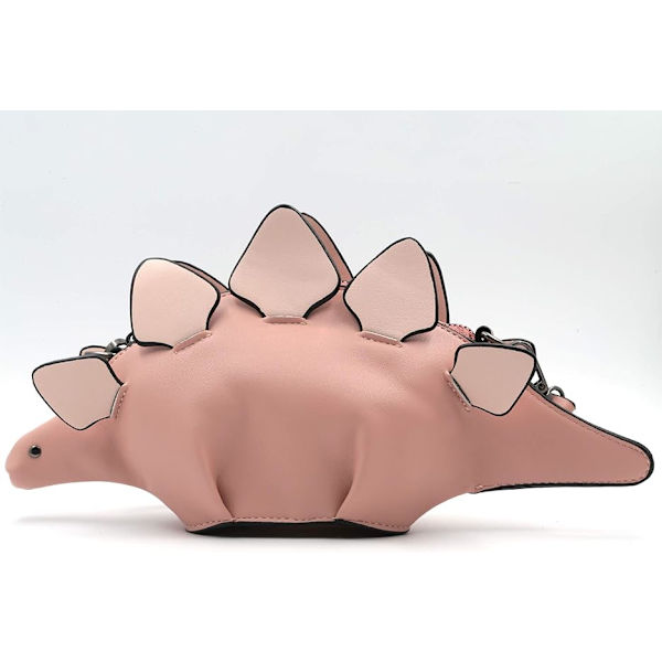 Dinosaurie axelväska, PU Stegosaurus CrossBody väska för flickor kvinnor A-pink
