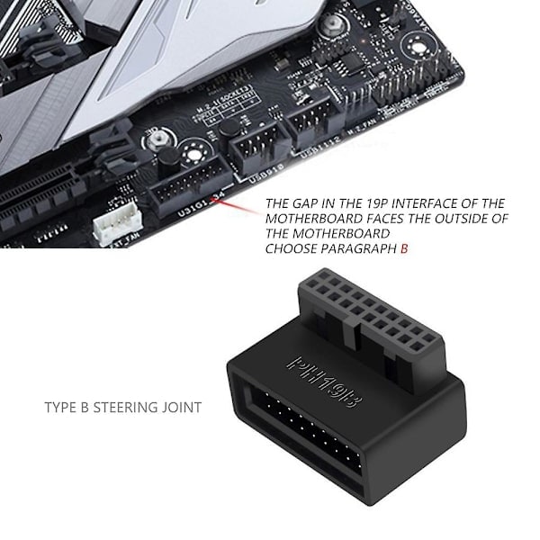 PH19B USB 3.0 Intern Header USB3.0 19/20P Socket 90 Graders Adapter Converter För Dator Moderkort