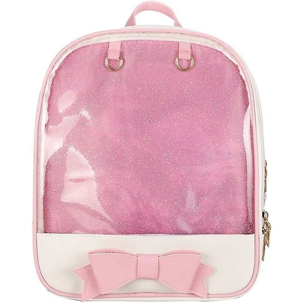 Ryggsäck med rosettdesign, stiftdisplay, transparent fönster, dagryggsäck, väska - ROSA