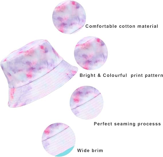 Bøllehat Vendbar Pakkelig Tie Dye Hatte Dobbeltsidet Vendbar Strand Sol Børnehatte