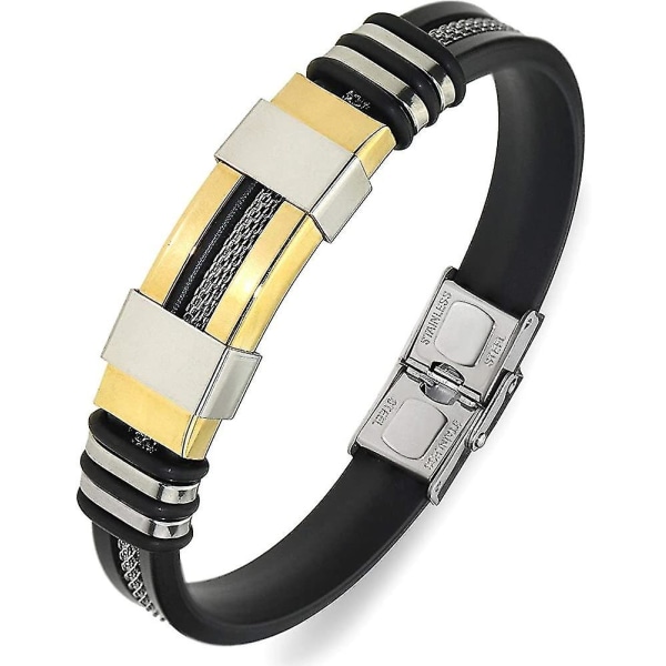 Herr justerbart armband silikon wrap armband rostfritt stål manschett armband present