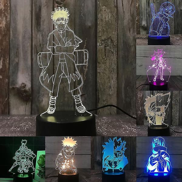3d-yövalot Naruto Team Uzumaki Naruto Sasuke Sakura -hahmo Led-yölamppu 1pc E